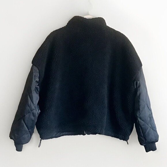 PACSUN LA Hearts Reversible Sherpa Jacket Size Medium/Large Black New - Picture 2 of 10